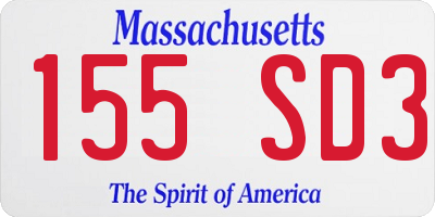 MA license plate 155SD3