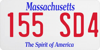 MA license plate 155SD4