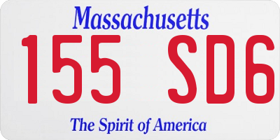 MA license plate 155SD6