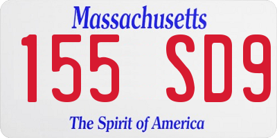 MA license plate 155SD9