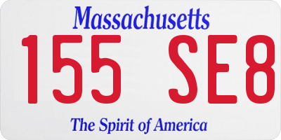 MA license plate 155SE8