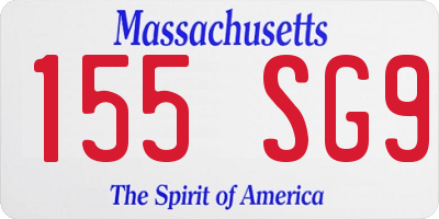 MA license plate 155SG9