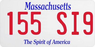 MA license plate 155SI9