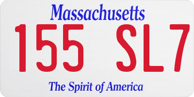 MA license plate 155SL7