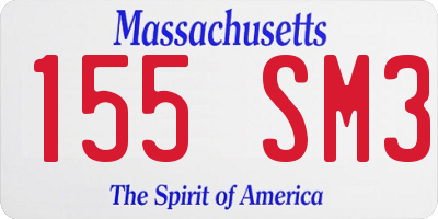 MA license plate 155SM3