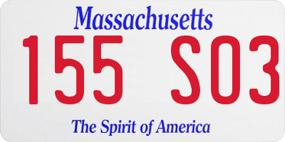 MA license plate 155SO3