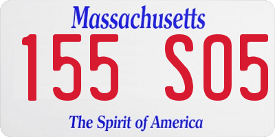 MA license plate 155SO5