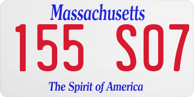 MA license plate 155SO7