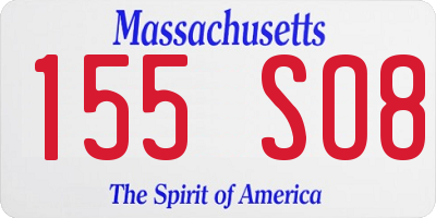 MA license plate 155SO8