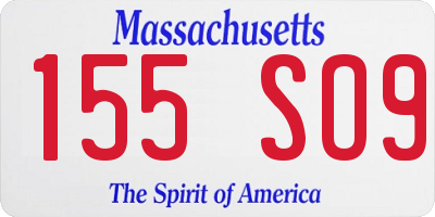 MA license plate 155SO9