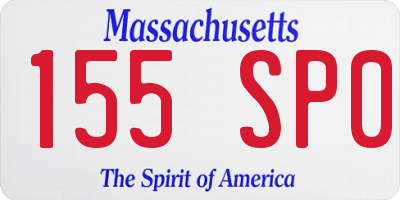 MA license plate 155SP0