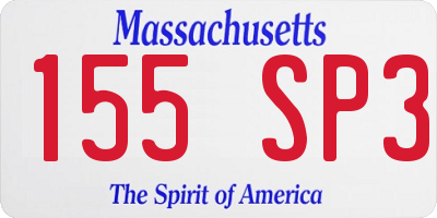 MA license plate 155SP3