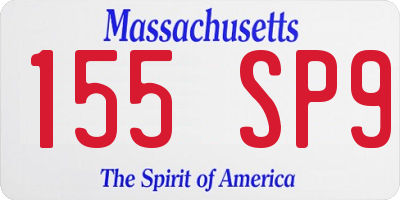 MA license plate 155SP9