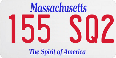 MA license plate 155SQ2