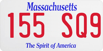 MA license plate 155SQ9