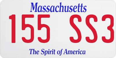 MA license plate 155SS3