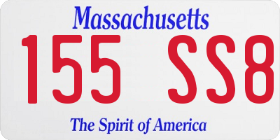 MA license plate 155SS8