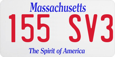 MA license plate 155SV3