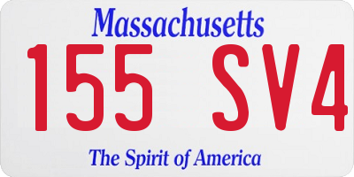 MA license plate 155SV4