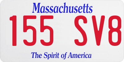 MA license plate 155SV8