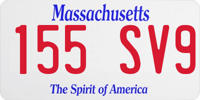 MA license plate 155SV9