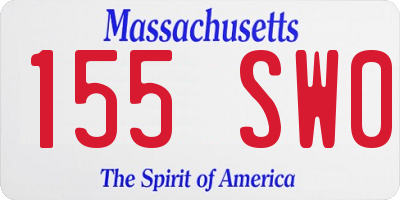 MA license plate 155SW0