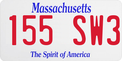MA license plate 155SW3