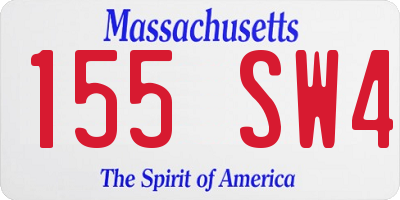 MA license plate 155SW4