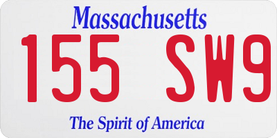 MA license plate 155SW9