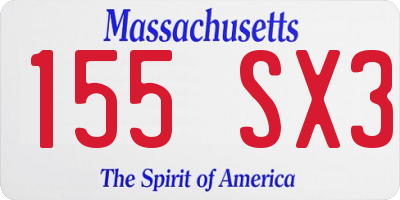 MA license plate 155SX3
