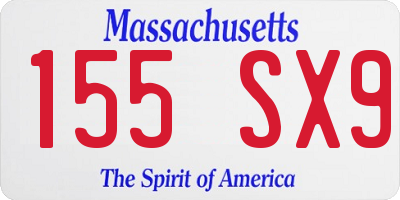 MA license plate 155SX9