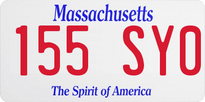 MA license plate 155SY0