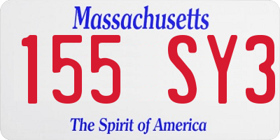 MA license plate 155SY3