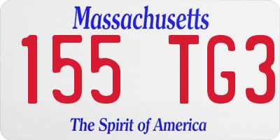 MA license plate 155TG3
