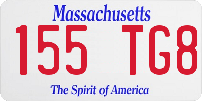 MA license plate 155TG8