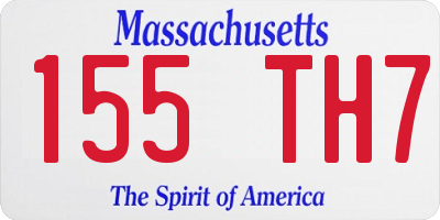 MA license plate 155TH7
