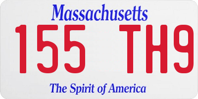 MA license plate 155TH9