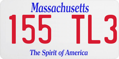 MA license plate 155TL3