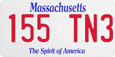 MA license plate 155TN3