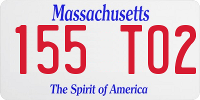 MA license plate 155TO2