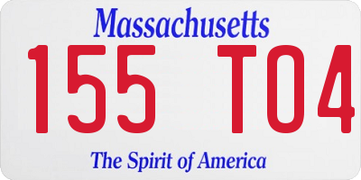 MA license plate 155TO4