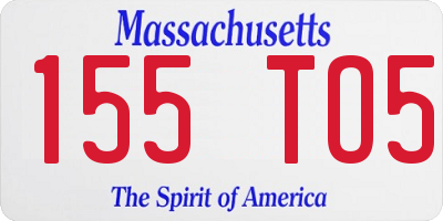 MA license plate 155TO5