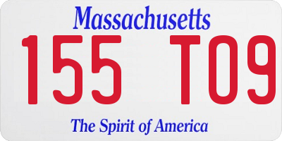 MA license plate 155TO9