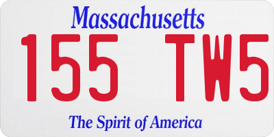 MA license plate 155TW5