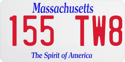 MA license plate 155TW8