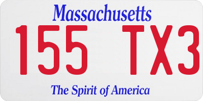 MA license plate 155TX3