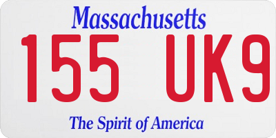 MA license plate 155UK9