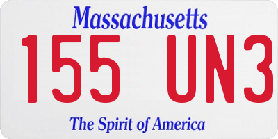 MA license plate 155UN3