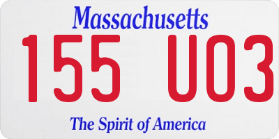 MA license plate 155UO3
