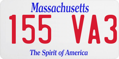 MA license plate 155VA3